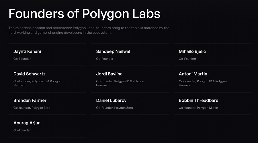 Co-founders of Polygon and other products in the Polygon Labs ecosystem