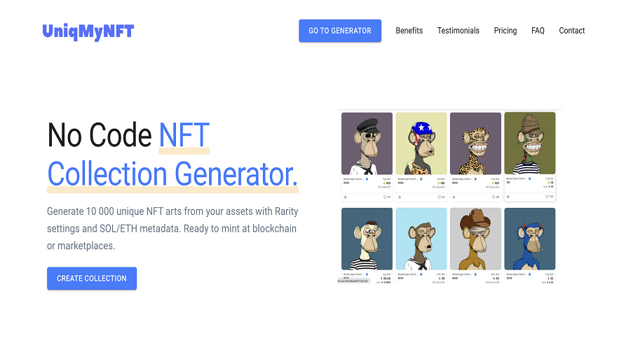 UniqMyNFT No-Code Generator