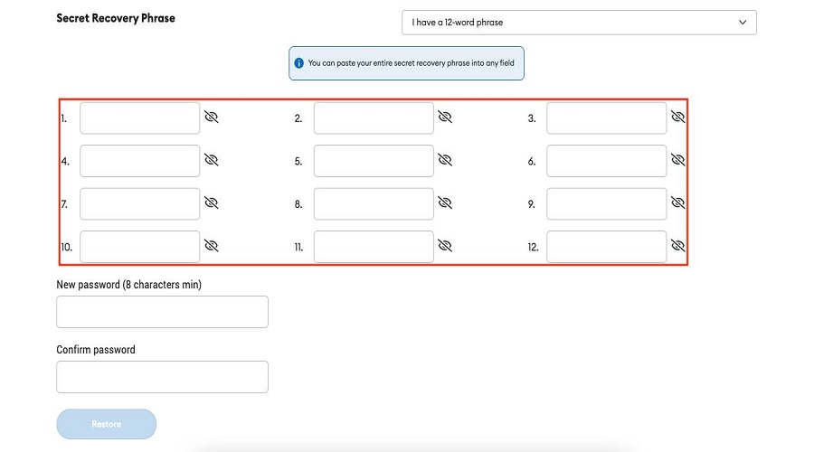 Enter 12 security keywords