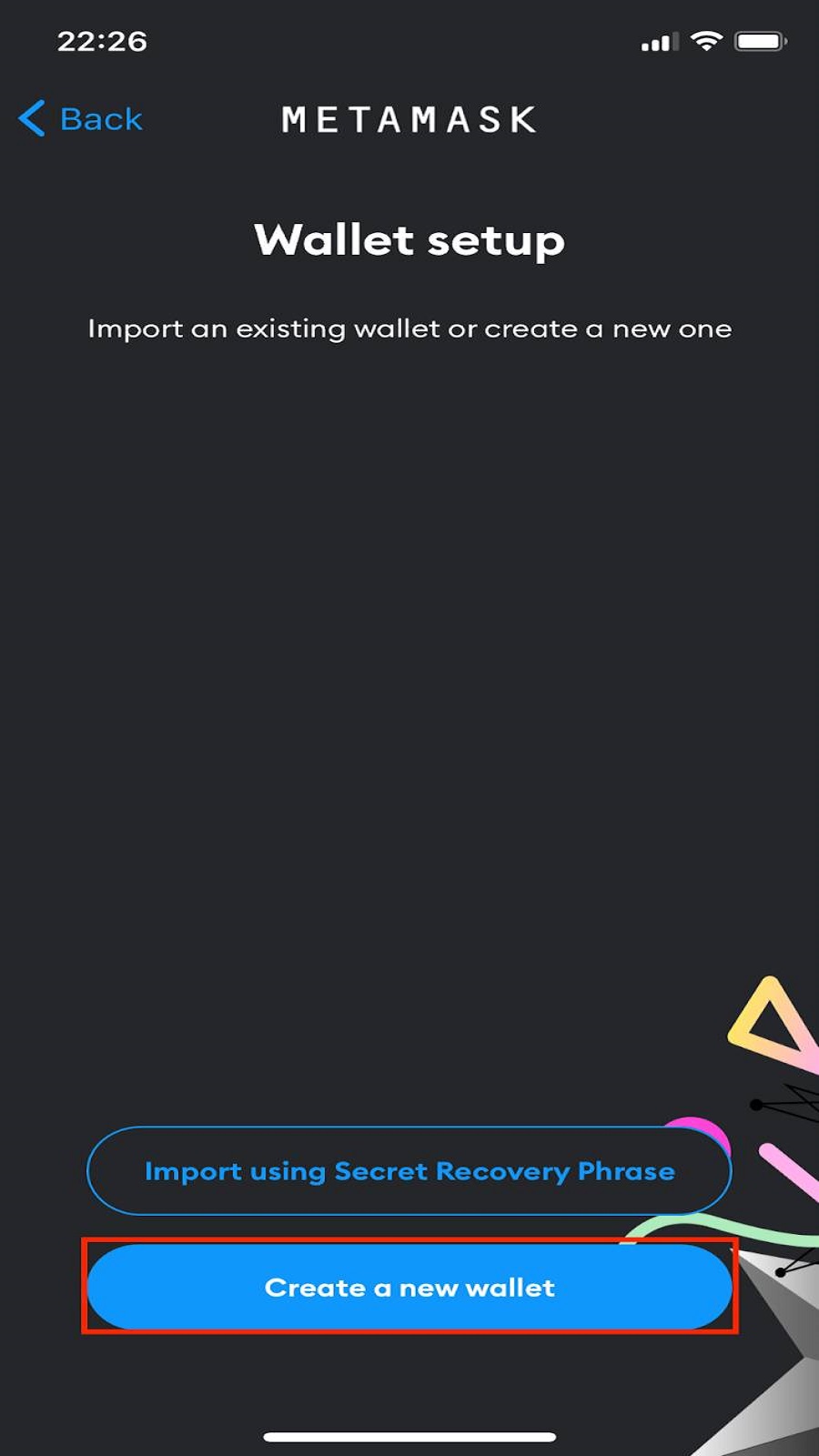 Select “Create a new wallet”