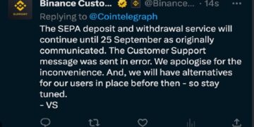 Binance suspends Euro deposits and withdrawals through European banks !!!